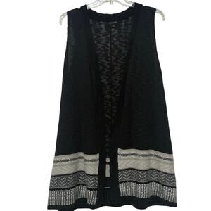 New Directions Curvy Long Sweater Vest, Black and Gray, Size 1X